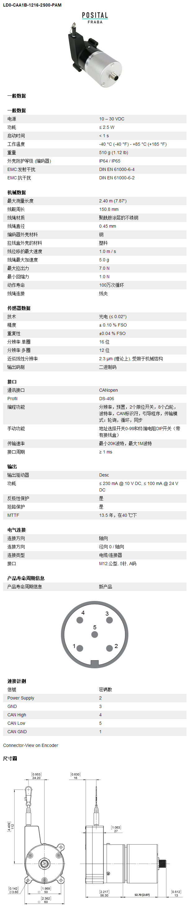 经济型线性传感器，塑料外壳